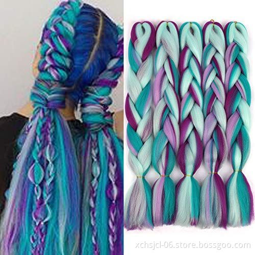 40 colors Single colorJumbo Braiding Hair Extensions Braiding Hair 24 Inch Ombre Multiple Tone Colored Synthetic Hair for Women